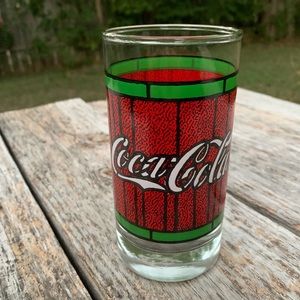 Vintage Stained Coca Cola Glass 12 oz Red & Green